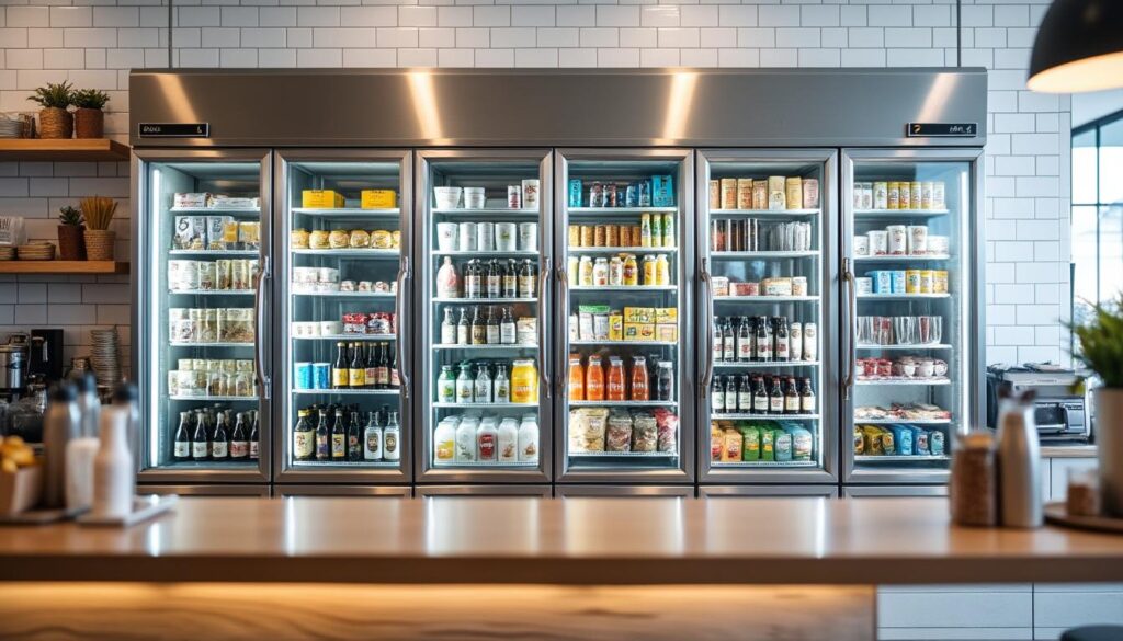 un réfrigérateur professionnel dans un café
