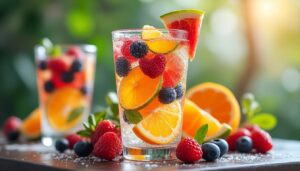 découvrez une recette facile et rafraîchissante de cocktail aux fruits utilisant du sucre liquide pour un goût sucré parfait et une texture onctueuse.