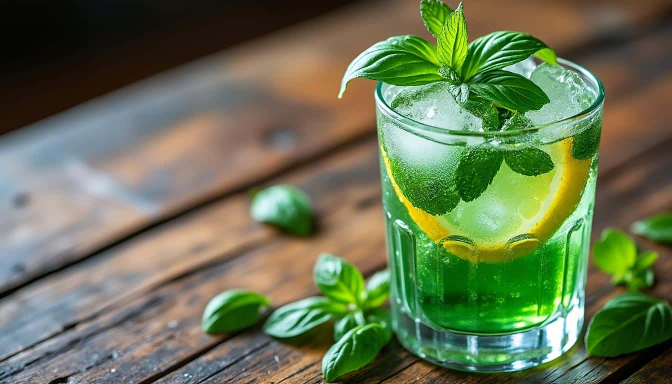 découvrez le basil smash, une boisson rafraîchissante au basilic parfaite pour les chaudes journées d'été, alliant fraîcheur et saveurs naturelles.